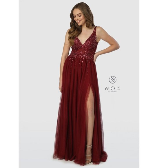 BEAUTIFUL DRESS-G272-BURGUNDY